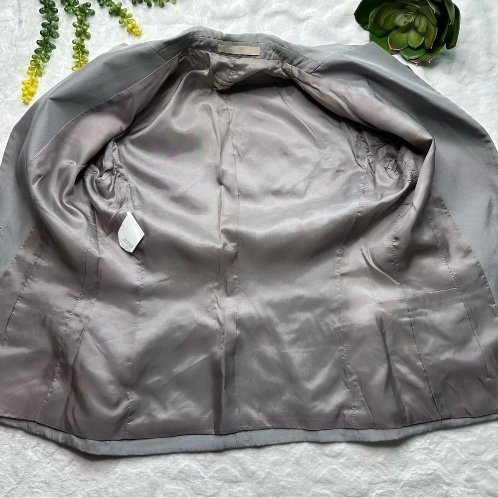 Emporio Armani Vintage Single Button Gray Silver Silk Blend Blazer Jacket Size 4